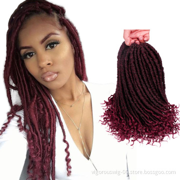 Wholesale kids goddess locs crochet hair curly ends pre-loop synthetic crochet braids twist braiding faux locs hair extensions
